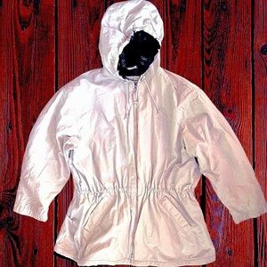 EDDIE BAUER Tan Beige Waist Drawstring Anorak Hood Utility Jacket Coat Nylon XXL